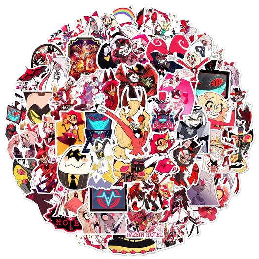 56/112PCS Hazbin Hotel Stationery Notebook Graffiti Stickers Luggage Storage Box Water Cup Decorative Stickers