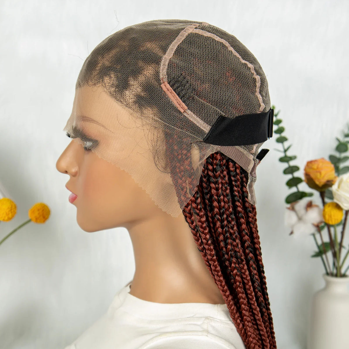KIMA Box Braided Wig Synthetic Full Lace Braided Wig Cornrow Braids Wig With Baby Hair Transparent Lace Knotless Faux Locs Wig