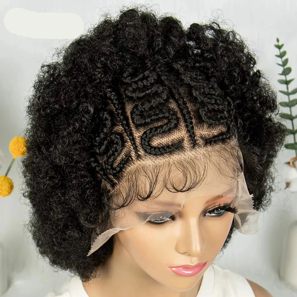 Bouncy Afro Cornrow Full Lace Braided Wig | Synthetic Braids | Black Women