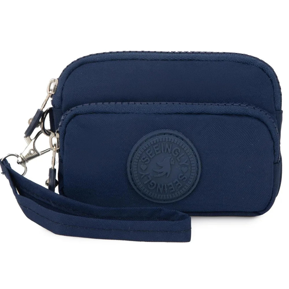New Waterproof Coin Purse with Key Ring | Solid Color Card Holder & Large Capacity Wear-Resistant Handbag (Unisex Storage Bag)