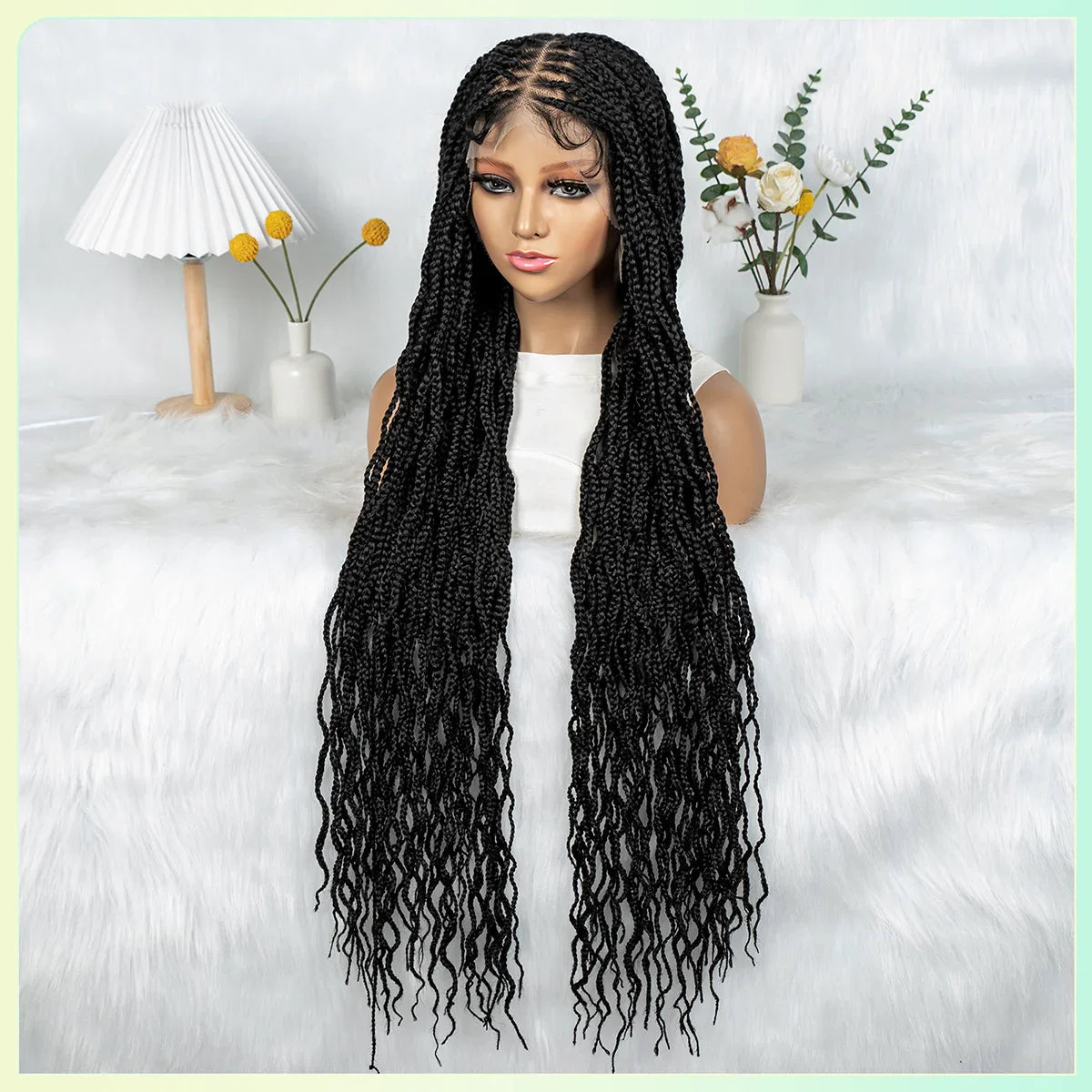 Crochet Box Braids Full Lace Wig with Pre-Plucked Hairline
