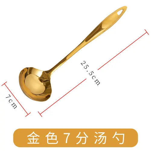 Commercial Long Handle Stainless Steel Soup Spoon, Hot Pot Spoon, Large Golden Soup Spoon, Hot Pot, 2 in 1