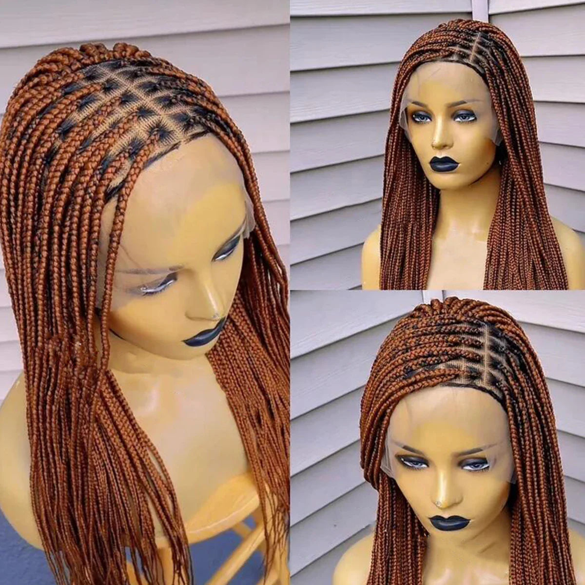 Ombre Blonde Knotless Box Braided Wig | Full Lace Braids Wig | Senegalese Twist, Passion Twist, Faux Locs Styles Available | Kanekalon Hair