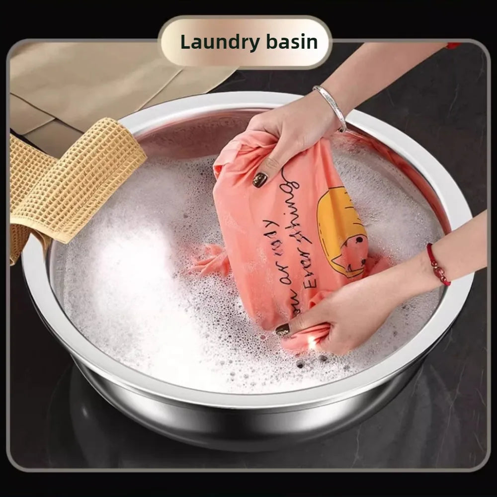 Oversized 36cm Metal Cooking Nesting Salad Bowls Large Capacity Washing Bowl Stainless Steel Mixing Bowl Set for Cooking