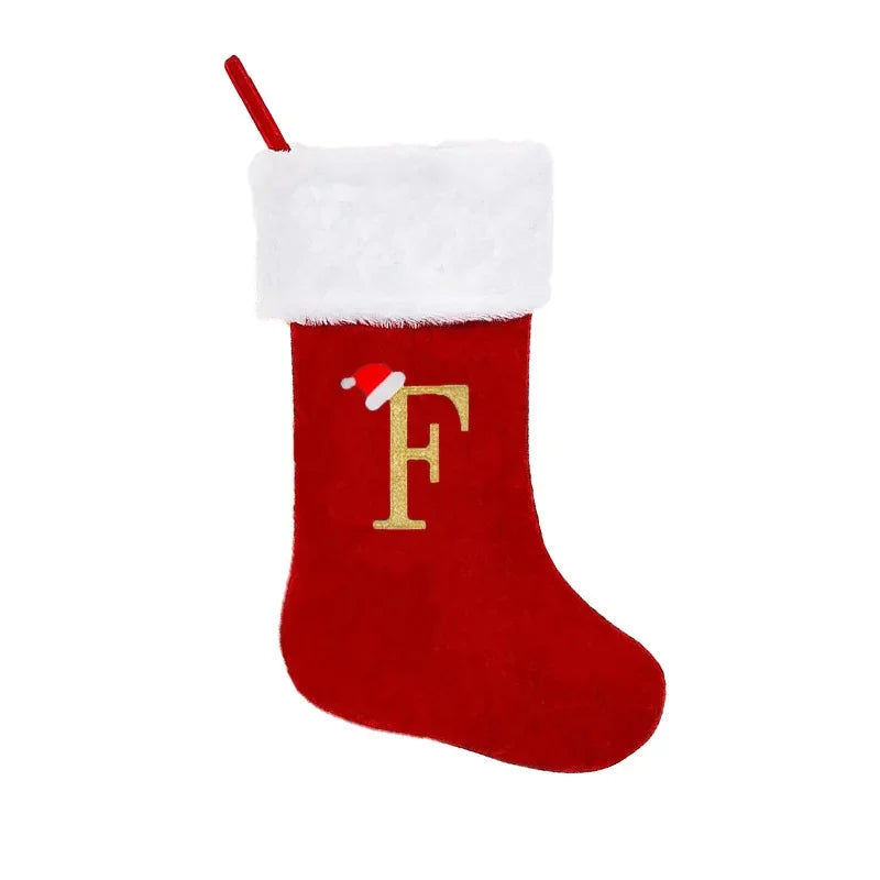 Embroidered Monogram Christmas Stocking,Xmas Sock Holiday Family Stocking for Christmas Fireplace Party Decoration