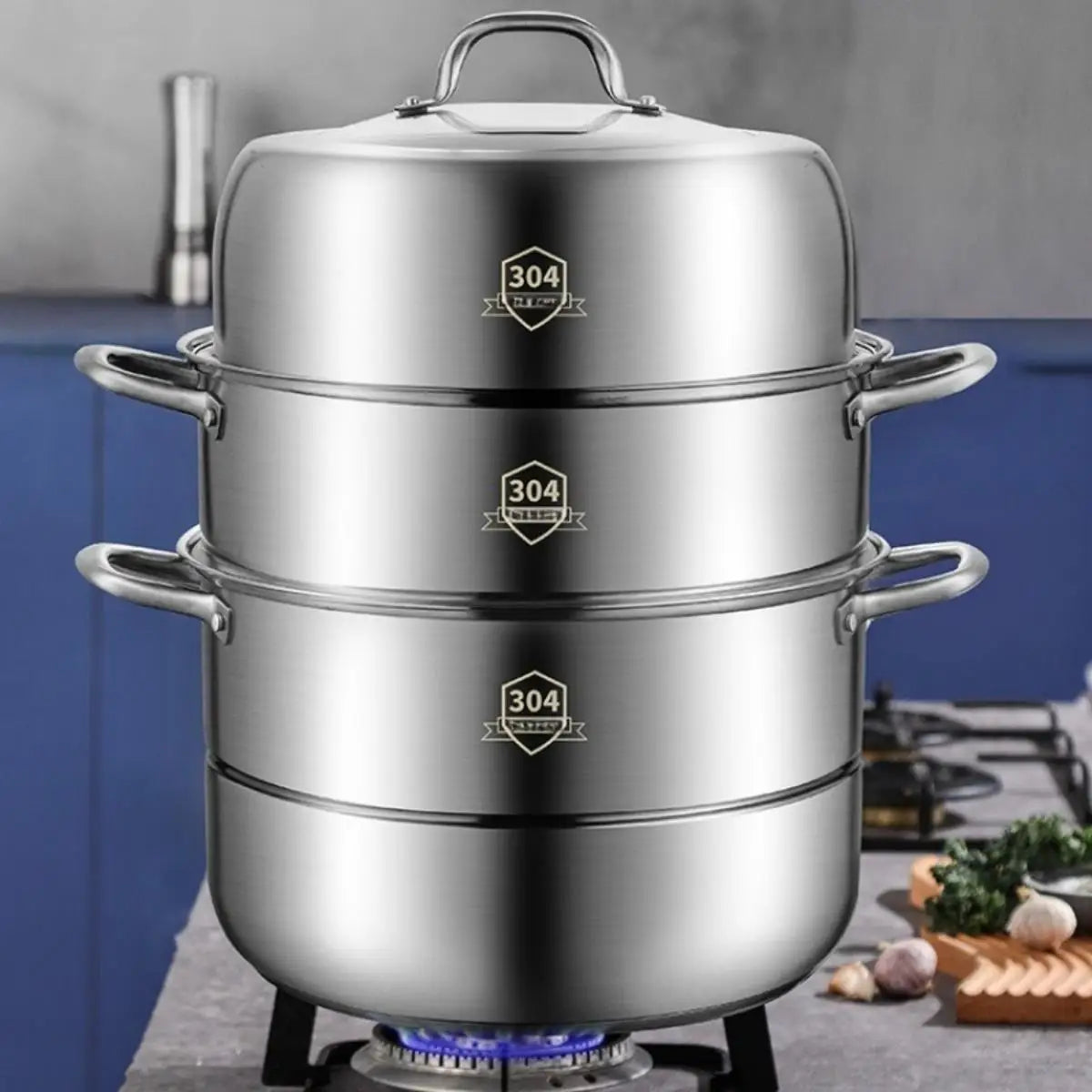 New Product 304 Stainless Steel Steamer Pot Soup Set Stainless Steel Cooker Cooking Soup Pot Steamer Pot