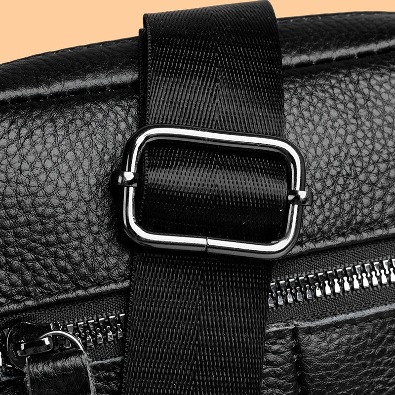 High Quality Genuine Leather Men's Shoulder Bag | Cow Leather Casual Daily Use Crossbody Purse & Handbag (Soft, Solid Color)