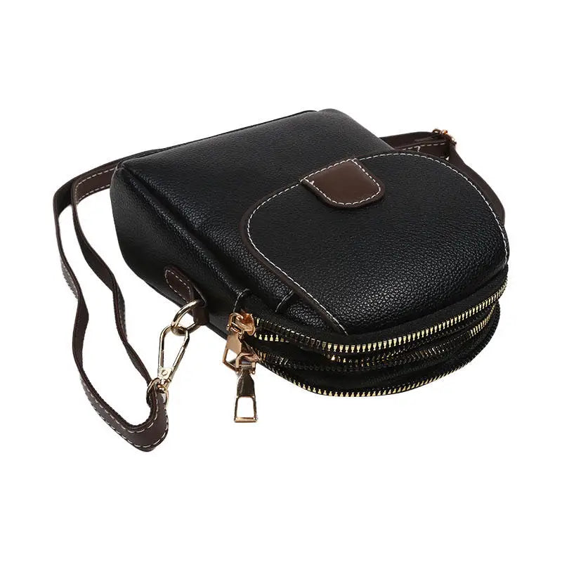 Fashion Leather Crossbody Bag for Women | Mini Shoulder Bag & Flip Zipper Messenger Bag (Students' Small Handbag)