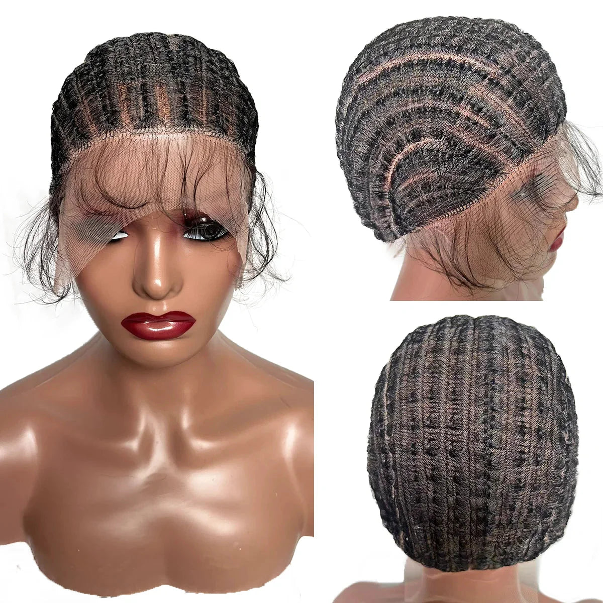 Full Lace Crochet Wig Cap with Baby Hair | Micro Senegalese Twist & Crochet Wig Base | Virgin Chinese Hair | Jerry Curl