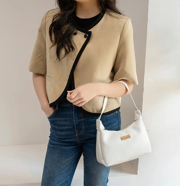Women's Retro Solid Color PU Leather Handbag | Fashion Shoulder Underarm Casual Hobo Bag for Ladies