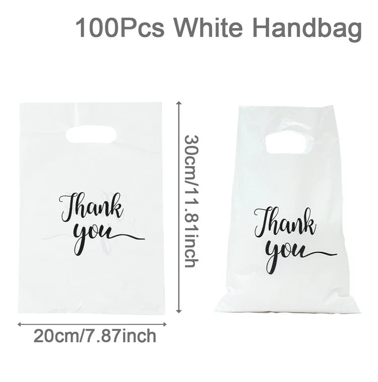 100pcs Thank You Bag Gift Plastic Shopping Bag Tote Bag 20*30cm Gitf Bag Birthday Wedding Party Favors Candy Cookie Wrappers