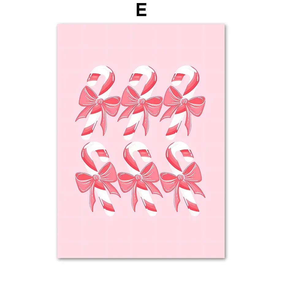 Modern Simple Wall Art Pink Christmas Tree Father Christmas HD Canvas Print Poster Home Living Room Bedroom Decoration