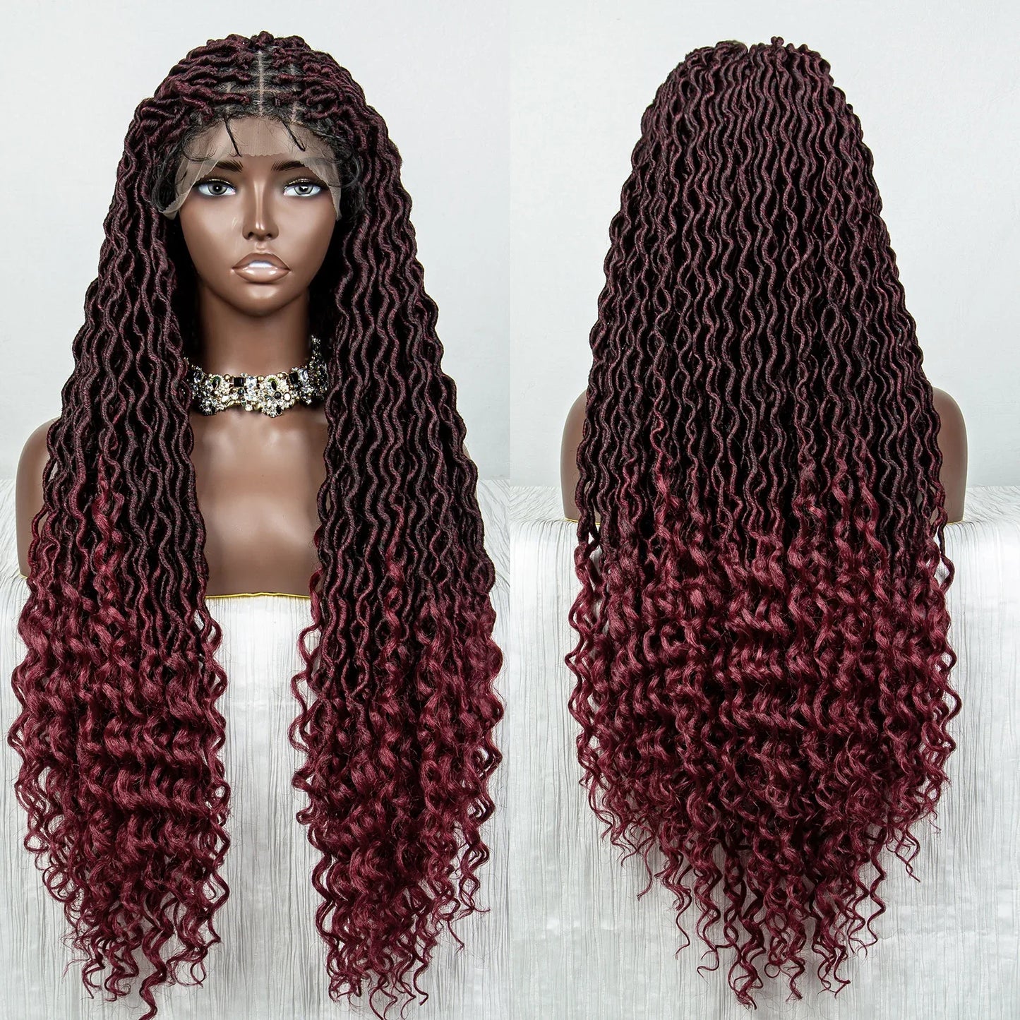 Colorful Dreadlocks & Water Wave Braids Wig | Lace Front | Baby Hair