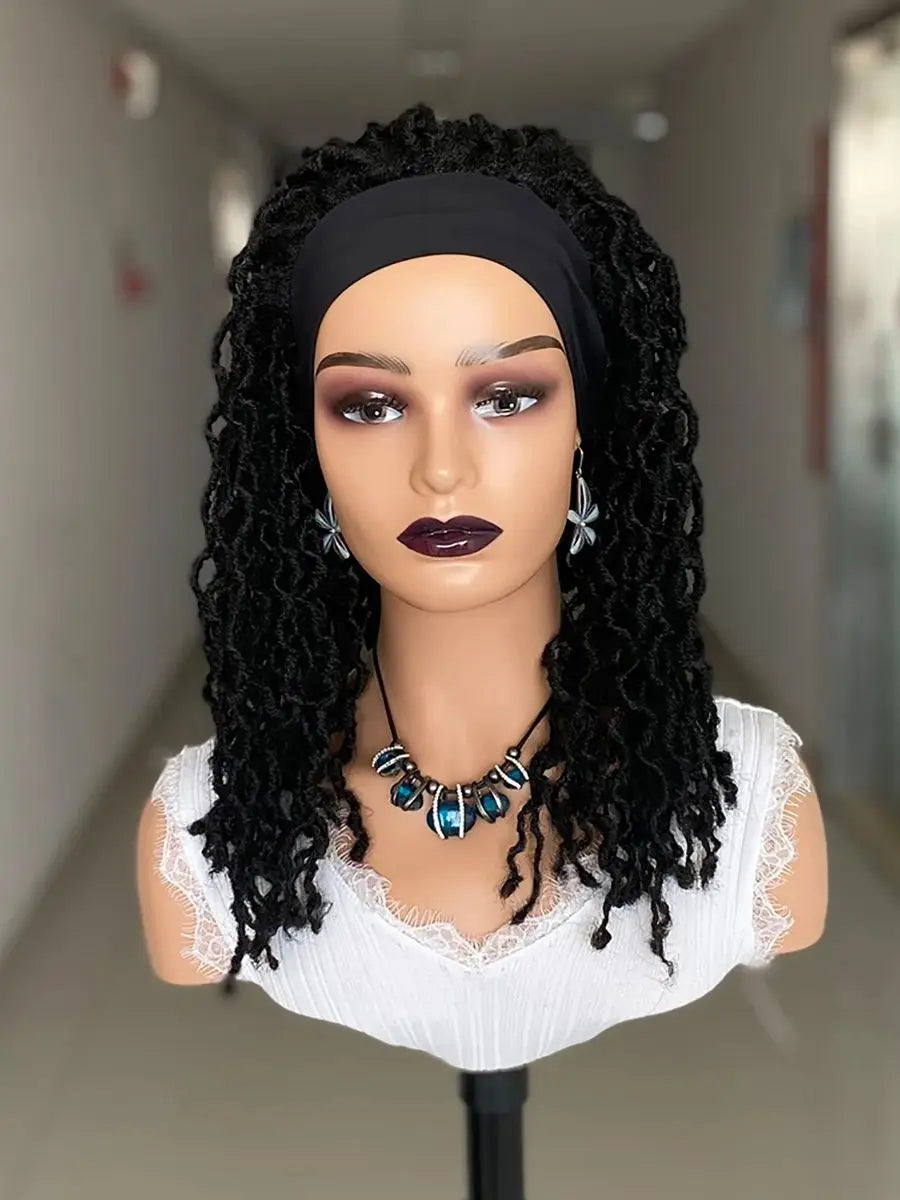 Dreadlocks Headband Wig | Box Braids & Faux Locs | Ombre Brown Twist Wig | Synthetic Crochet Braids