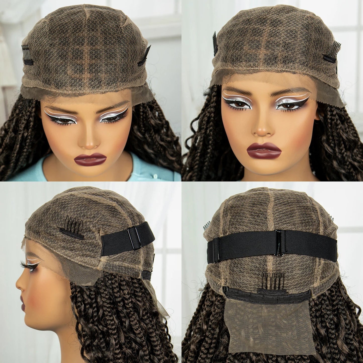 Ombre Knotless Braids Wig | Curly Ends | Full Lace | Baby Hair | Handmade