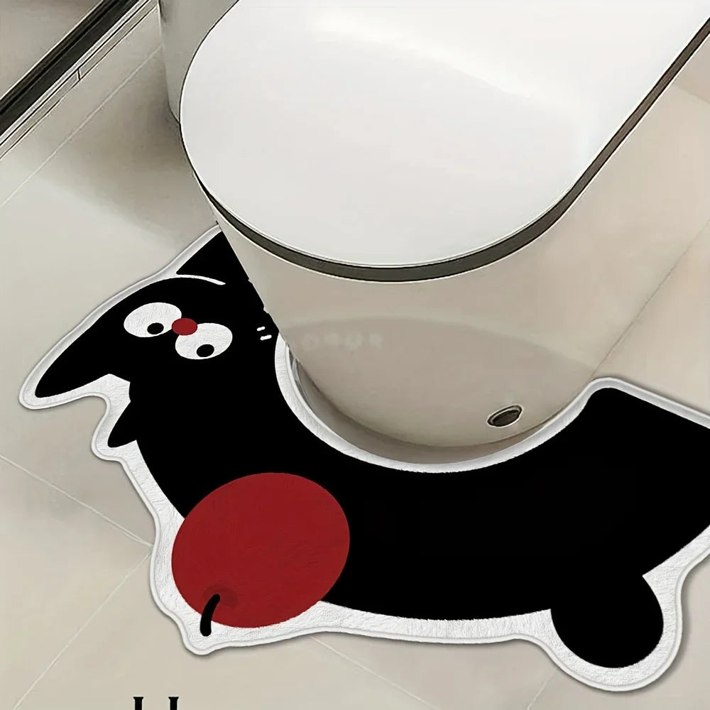 VIKAMA Diatomaceous Earth Bathroom Floor Mat Surround Shape Toilet Floor Rug Absorbent Non-Slip Mat Anti-Fouling Bathroom Decora