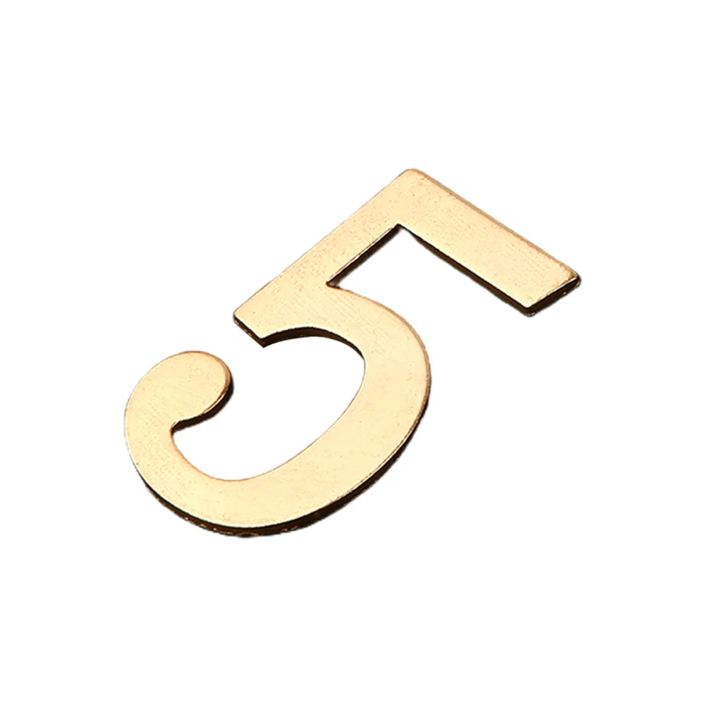 Golden Metal Door Number with Backing Adhesive 7*4cm House Number Apartment Door Number for Outdoor Hotel Home Mailbox Label