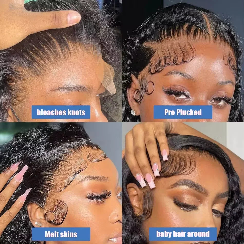 100% Human Hair Loose Deep Wave Short Bob Wig | 14 Inch 200 Density Vietnamese Remy 13x4 Transparent Lace Front Wig