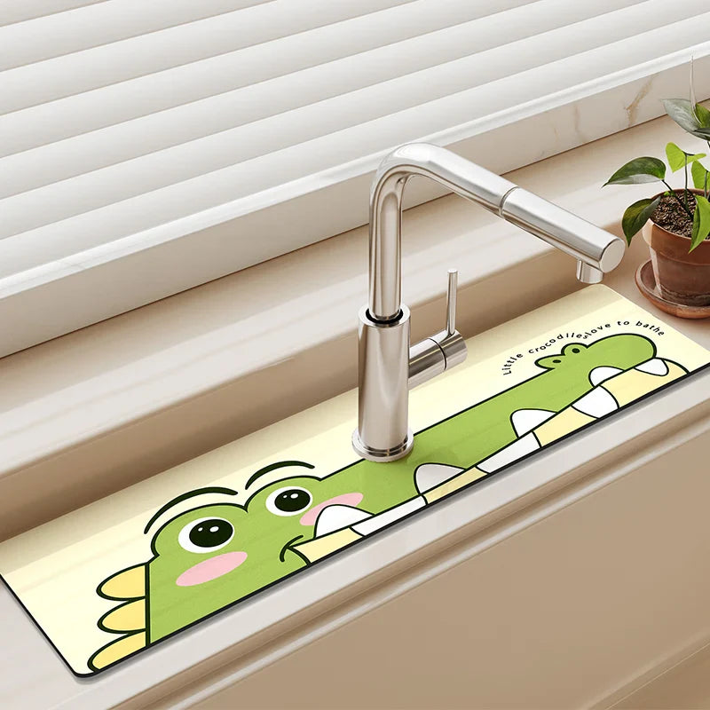 Sink Faucet Mat Kitchen Mat Drainage Mat Absorbent Table Mat Diatom Mud Bathroom Non-Slip Mat Waterproof Countertop Protection