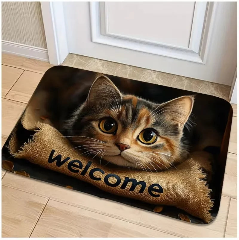 VIKAMA Cartoon Cute Cat Carpet Soft Doormat Welcome Mat Living Room Carpet Kitchen Rug Rug For Bedroom Outdoor Carpet Home Dec