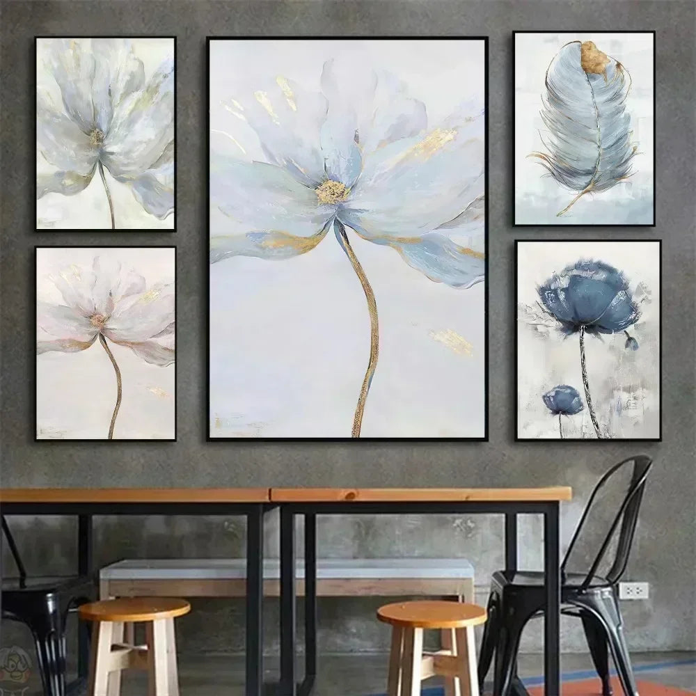 Scandinavian Golden Style Flower Nordic Art Poster Canvas Painting Wall Poster