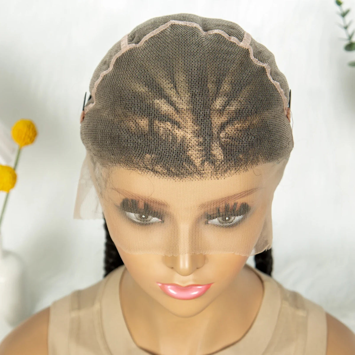 Knotless Cornrow Box Braided Full Lace Wig | Twisted Accents | Natural Hair Texture | Black Women