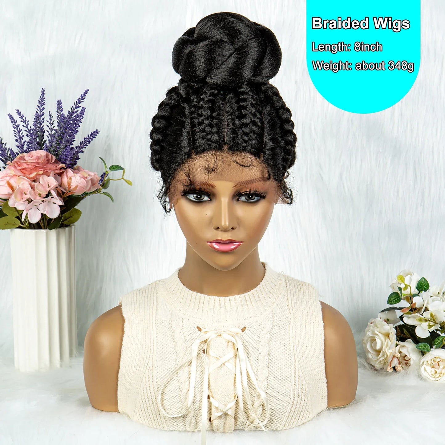 KIMA Bun Updo Braided Wig | Cornrow Style | Lace Front with Baby Hair