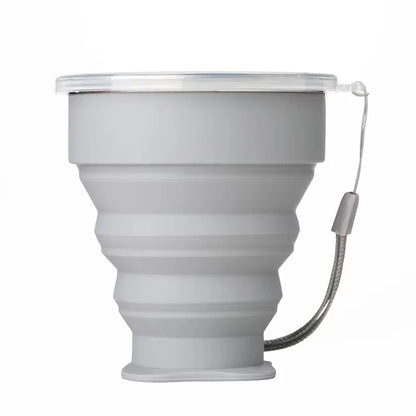 Portable Silicone Folding Water Cup Outdoor Heat Resistant Telescopic Collapsible Foldable Mug With Lid For Travel Camping 200m