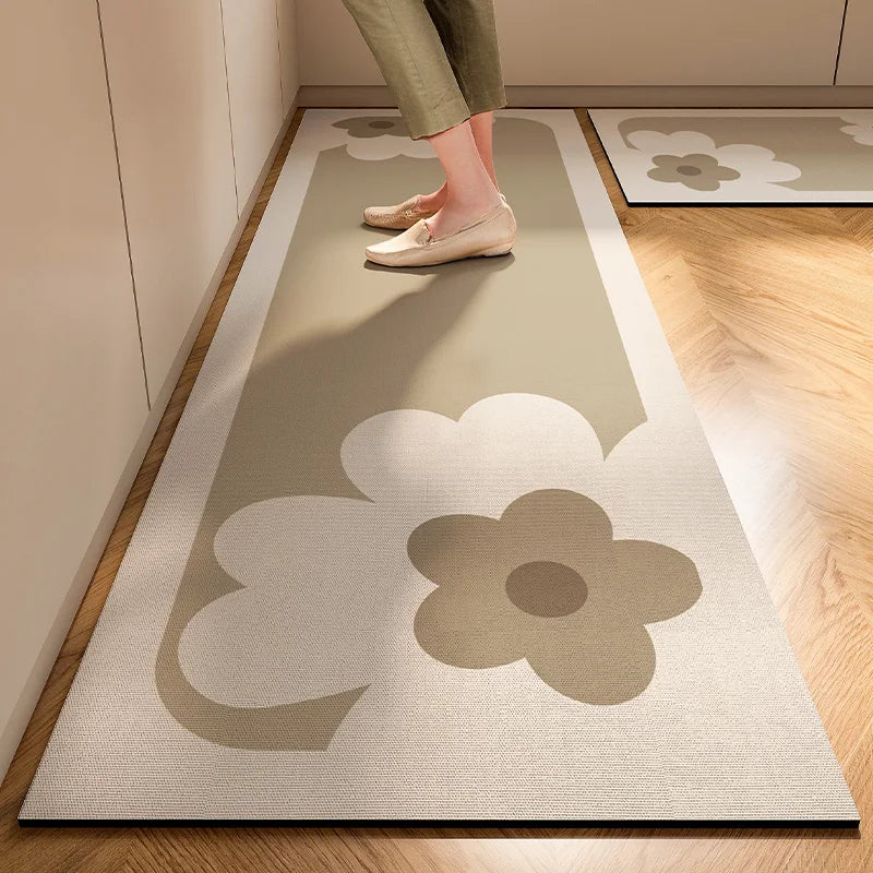 VIKAMA Germany Wabi-sabi Style Kitchen Mats Non-slip Anti-oil Wipe Washable Diatomite Absorbent Mats Waterproof Foot Mats