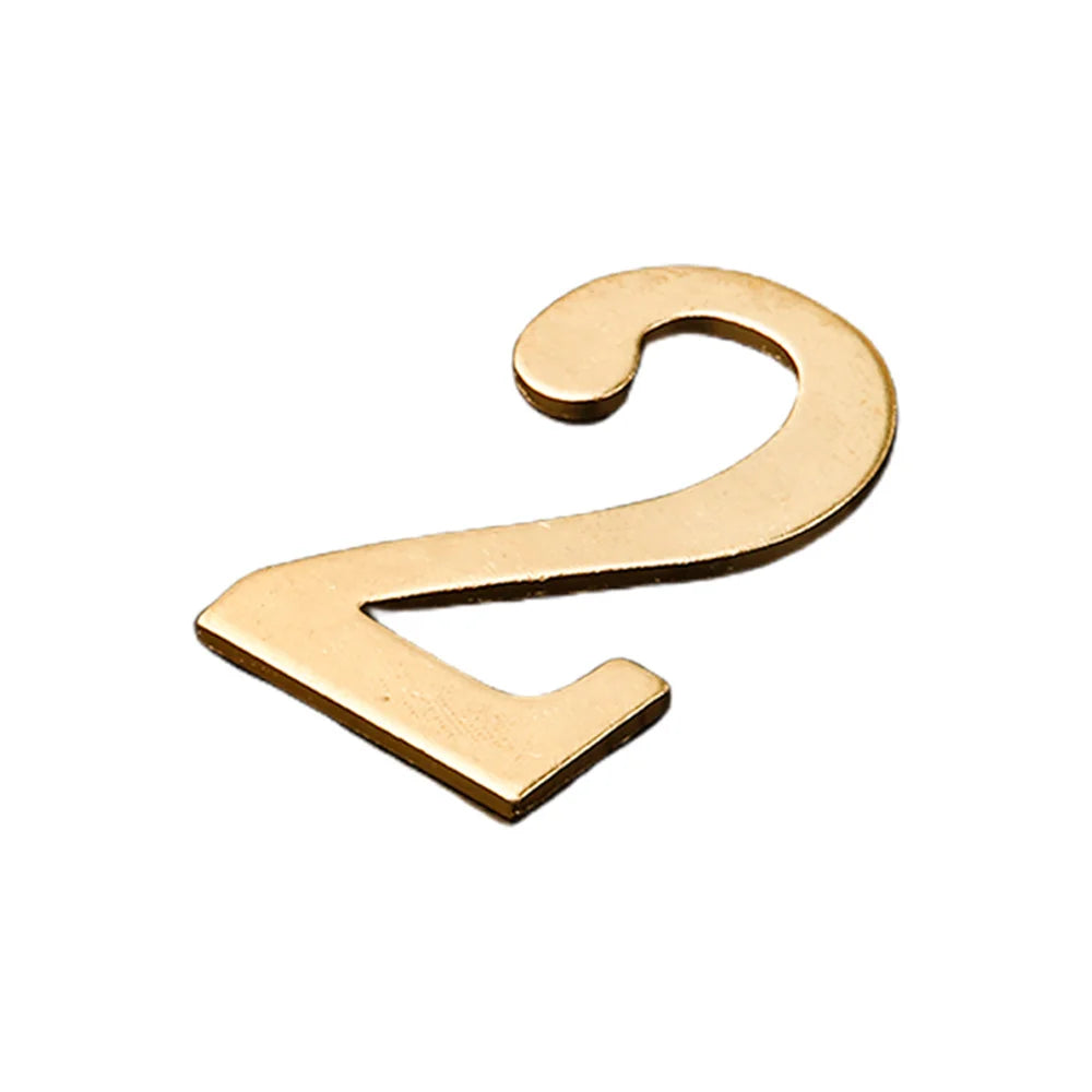 Golden Metal Door Number with Backing Adhesive 7*4cm House Number Apartment Door Number for Outdoor Hotel Home Mailbox Label