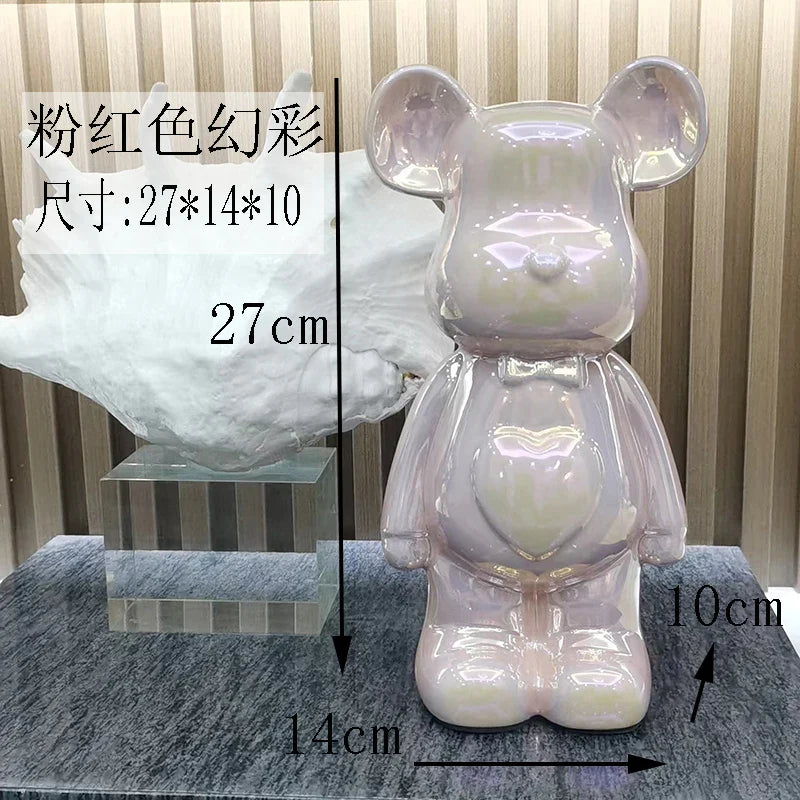 27/cm Ceramic Cartoon Teddy Bear Figurine Love Bear Ornament Living Room Small Piggy Bank Wine Cabinet Desktop Home Decoration