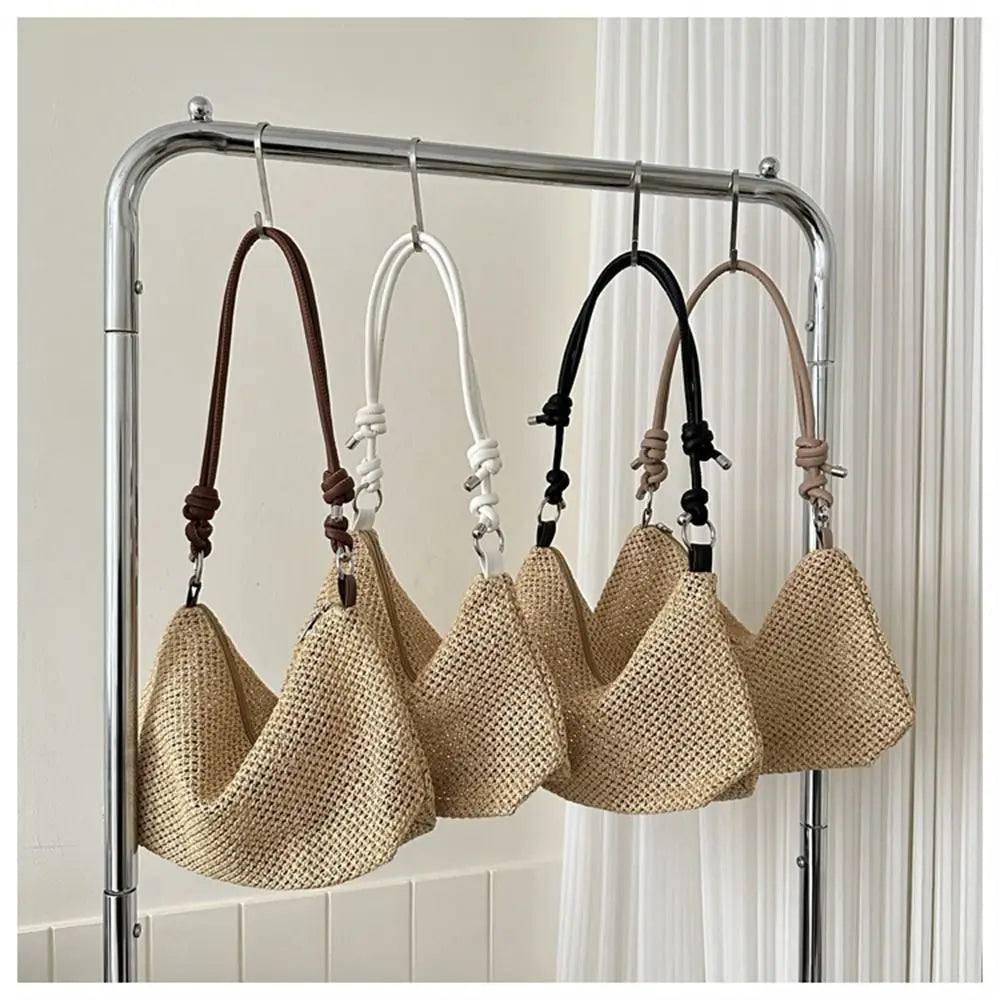 Handmade Braid Straw Bag | Large Capacity Summer Beach Shoulder Bag & Women Girls Fashion Handbag (Rattan Woven Tote for Ladies)