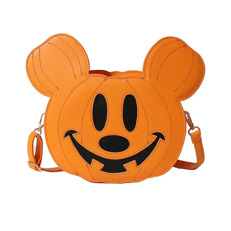 New Disney Mickey Halloween Pumpkin Creative Shoulder Bag | Funny Women's PU Crossbody Cartoon Bag (Personalized Niche Design)