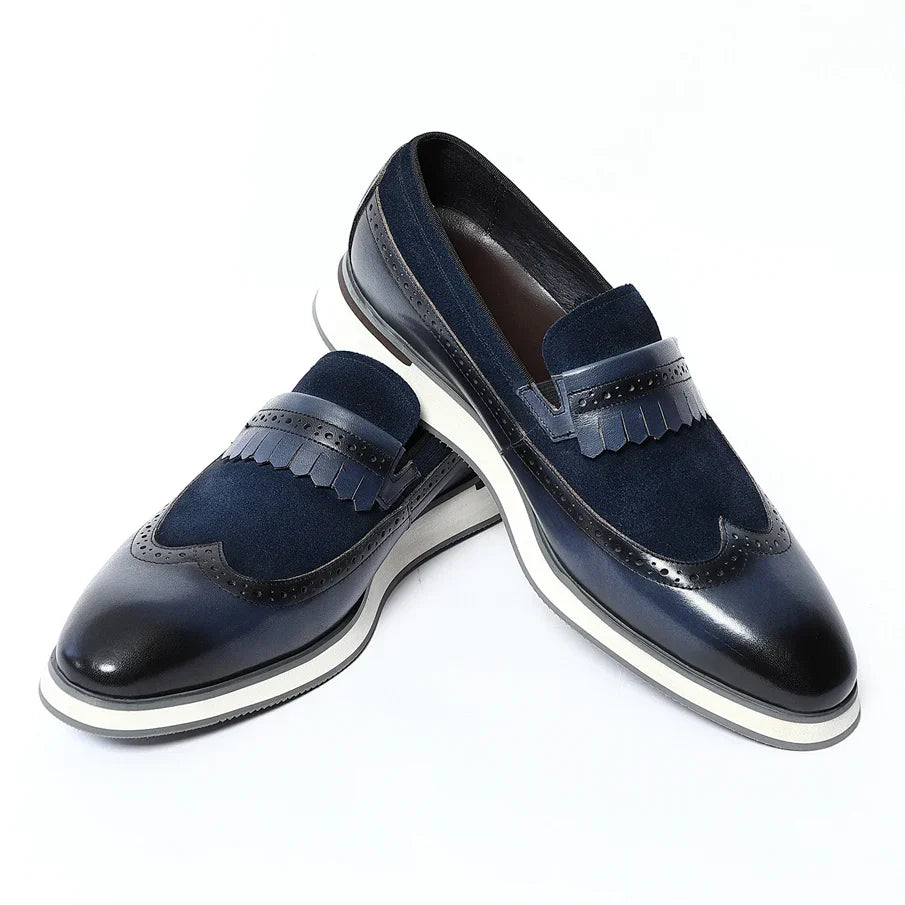 Many Colors Classy Men's Genuine Leather Tassel Loafers | Cow Suede Wingtip Brogue Casual Business Flats