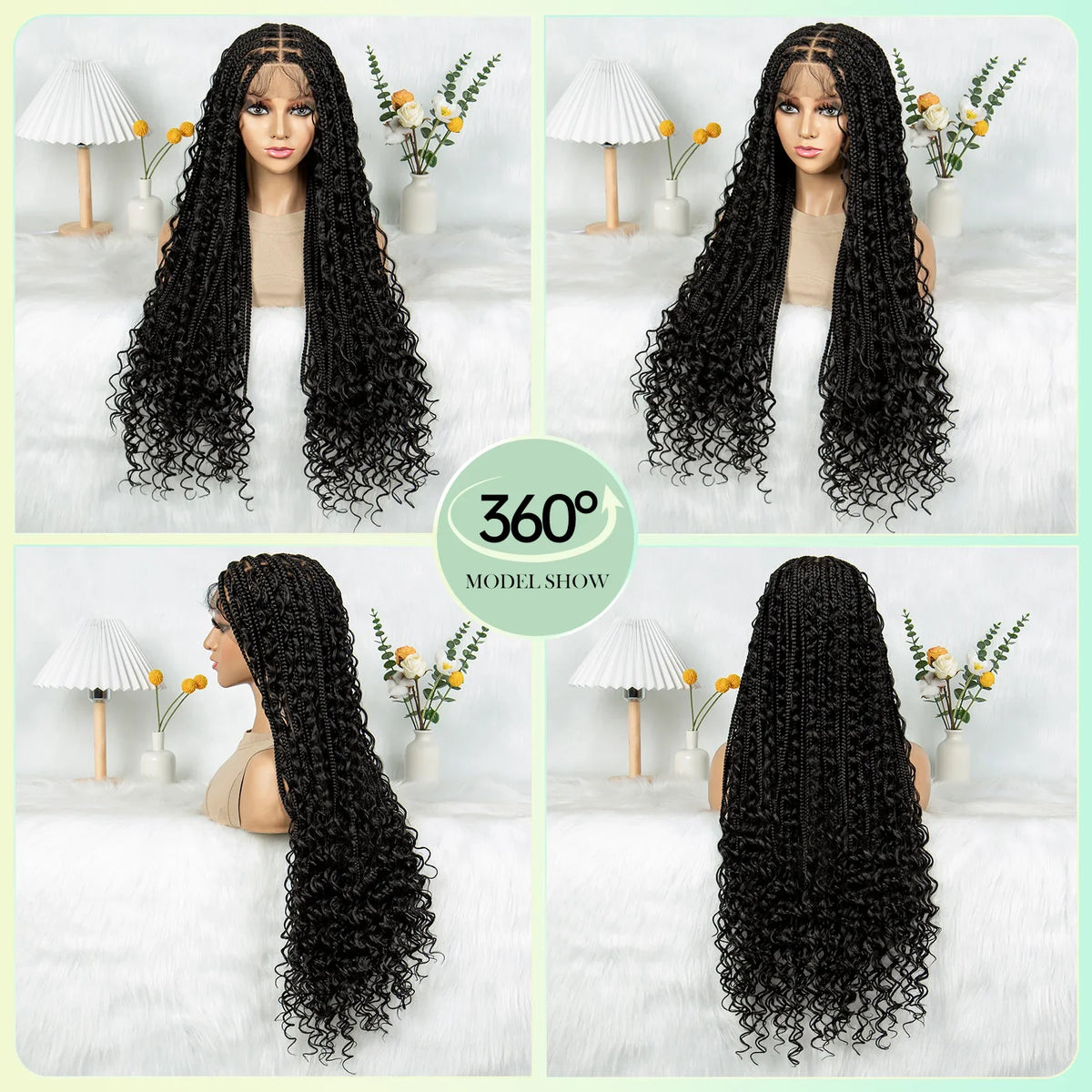 HD Transparent Boho Box Braids Wig | Full Lace | Knotless | Black Women & Girls