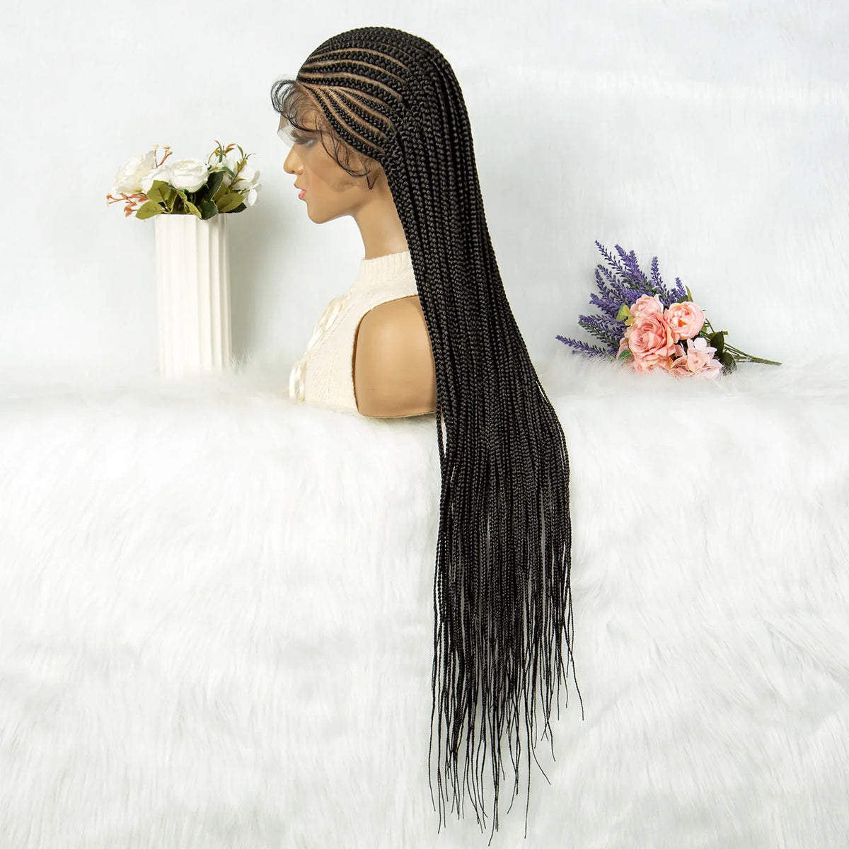 Full Lace Cornrow Box Braids Wig | Versatile Braided Styles with Baby Hair