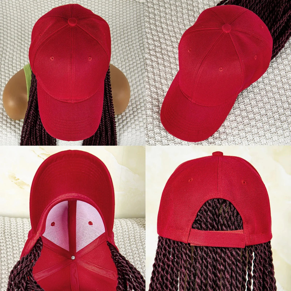Synthetic Long Twists Braids Extension With Adjustable Cap Fashionable Machine Made Crochet Braided Extension Cap Wig For Women