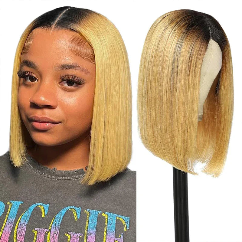 Ombre Straight Bob Wig | 1B/27 | 13x4 Transparent Lace Front Human Hair