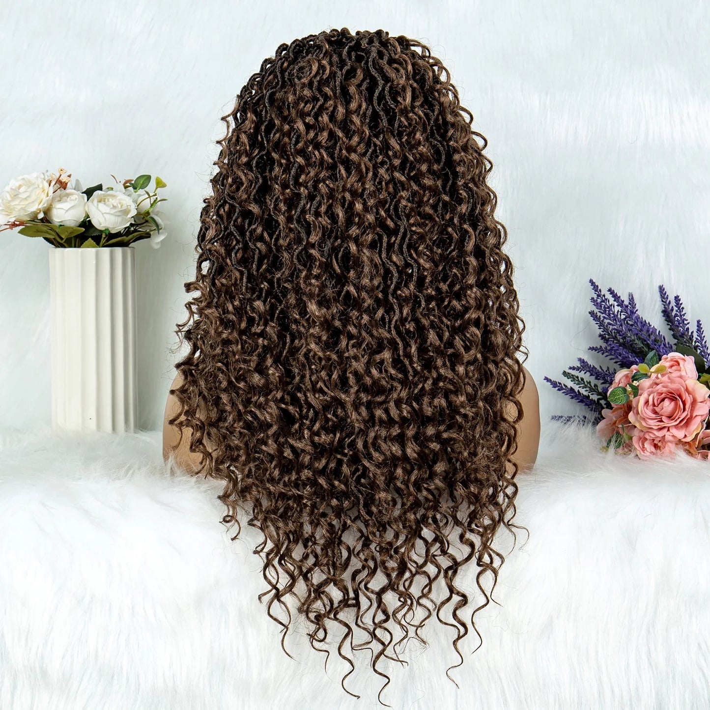 Lightweight Curly End Box Braids Wig | Lace Front Cornrows & Baby Hair