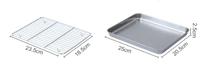 304 Wire Steaming Kebab Barbecue Mesh Rack BBQ Grill Mesh Net Carbon Stainless Steel deep Square Plate cafeteria Storage trays