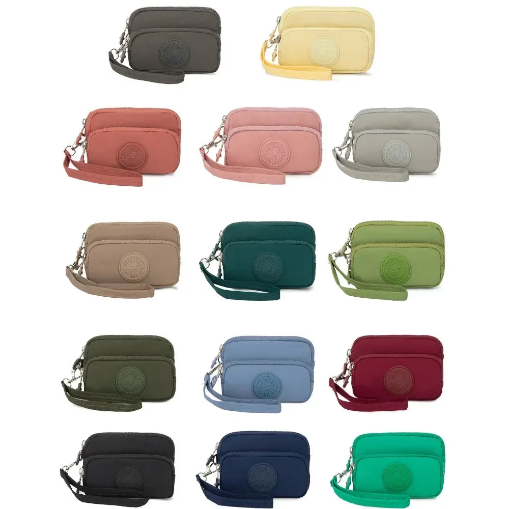 New Waterproof Coin Purse with Key Ring | Solid Color Card Holder & Large Capacity Wear-Resistant Handbag (Unisex Storage Bag)
