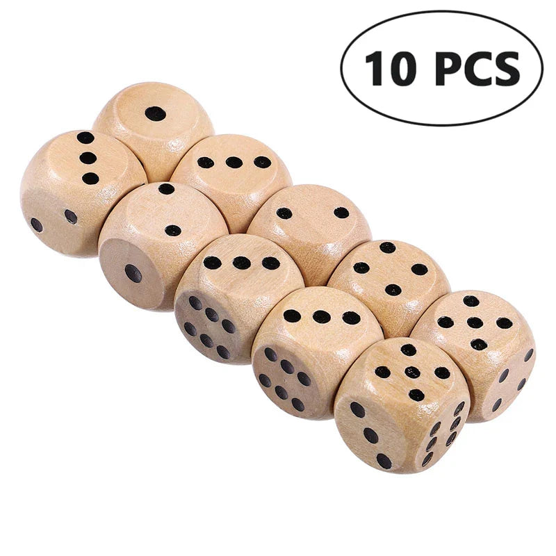 10Pcs/Set Wooden Dice Set Polyhedral Game Dice 6-sided Point Dice for Table Game Board Game Acessorios 16mm