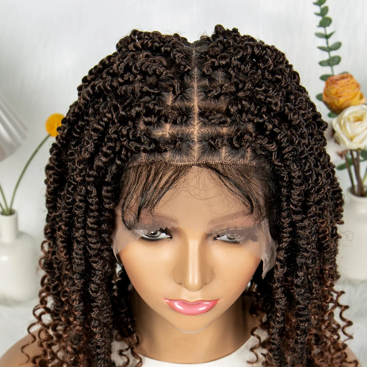 Short Length Box Braided Wig Full Lace Braided Wig Curly Hair With Baby Hair Braiding Wig Twisted Dreadlocks Wig For Women