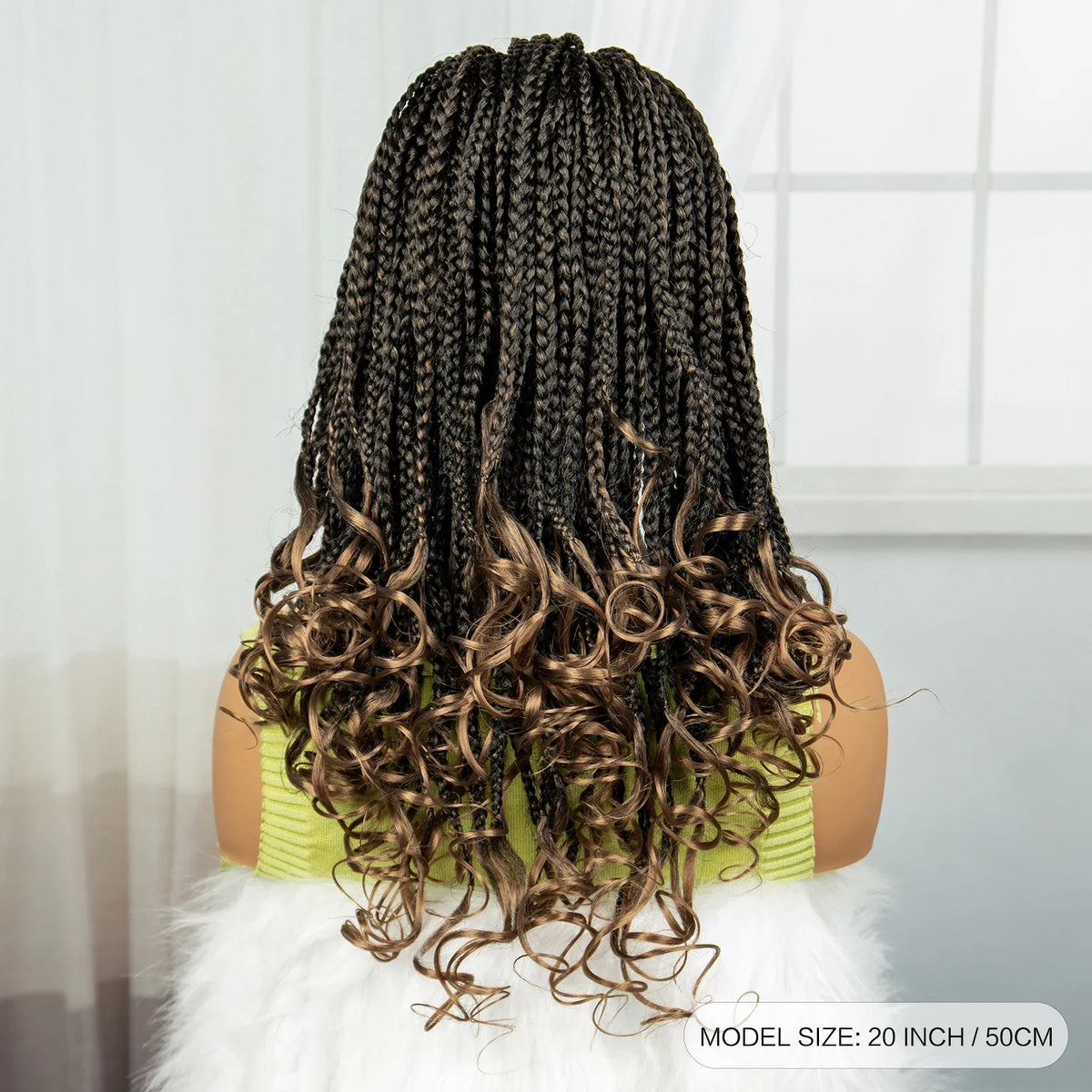 9x6 Lace Front Knotless Braids Wig with Curly Ends | Blended Box Braids