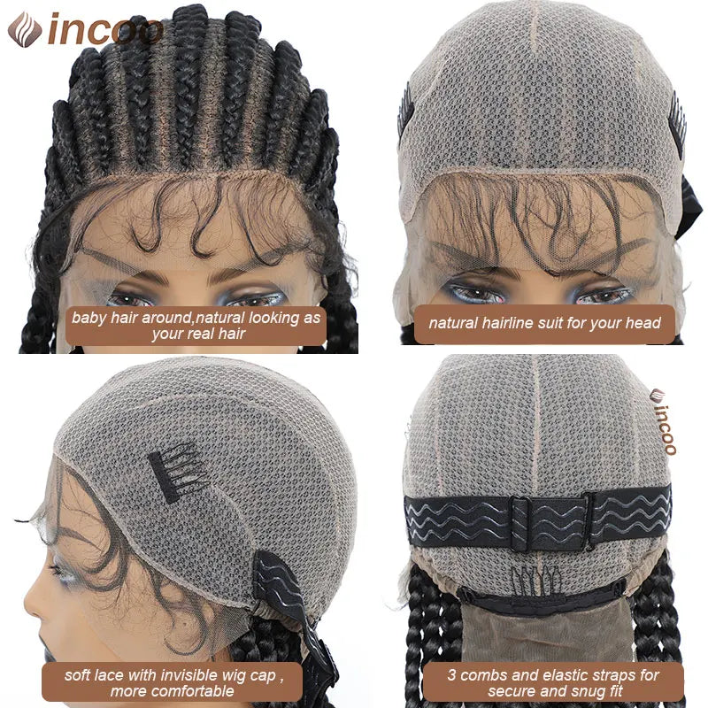 36" Twist Braided Wig | Cornrows & Goddess Braids | Full Lace Frontal | Baby Hair