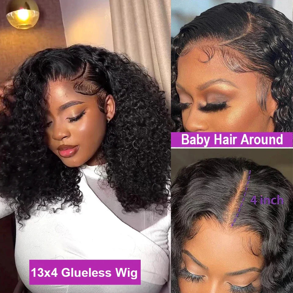 Brazilian Short Bob Deep Wave 13x4 HD Transparent Lace Frontal Wig | Glueless Remy Human Hair | 7x5 Lace Wig for Women
