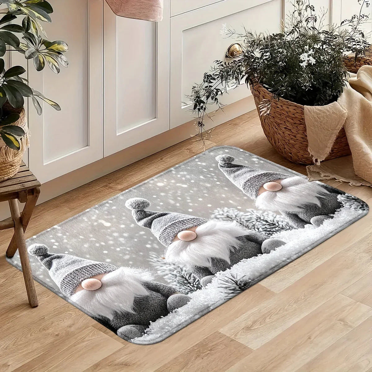 VIKAMA Christmas Carpet Snow Scene Soft Doormat Welcome Mat Shoe Bench Mat Hallway Rug Bedroom Carpet Outdoor Carpet Christmas D