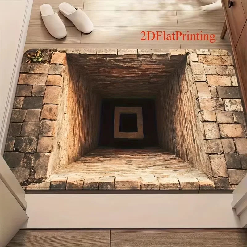 VIKAMA 2D Optical Illusion Endless Cave Design Doormat Rug For Bedroom Carpet For Live Room Floor Mat Welcome Mat Home Decor