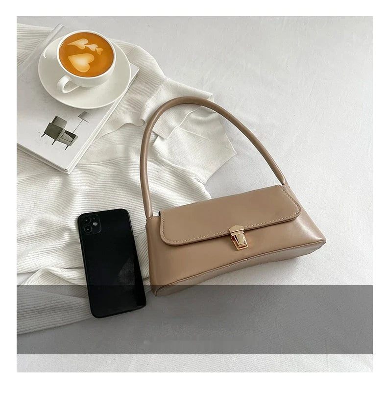 Women's Shoulder Bag Handbag | Retro Underarm Bag & Fashion Simple Solid Color New Hand Shoulder Bag