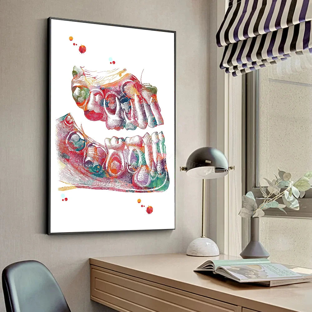 Anatomy Human Teeth Art Posters Teeth Row Teeth Illustra Poster HD Posters Home Room Bar Cafe Decor Art Wall Painting Picture